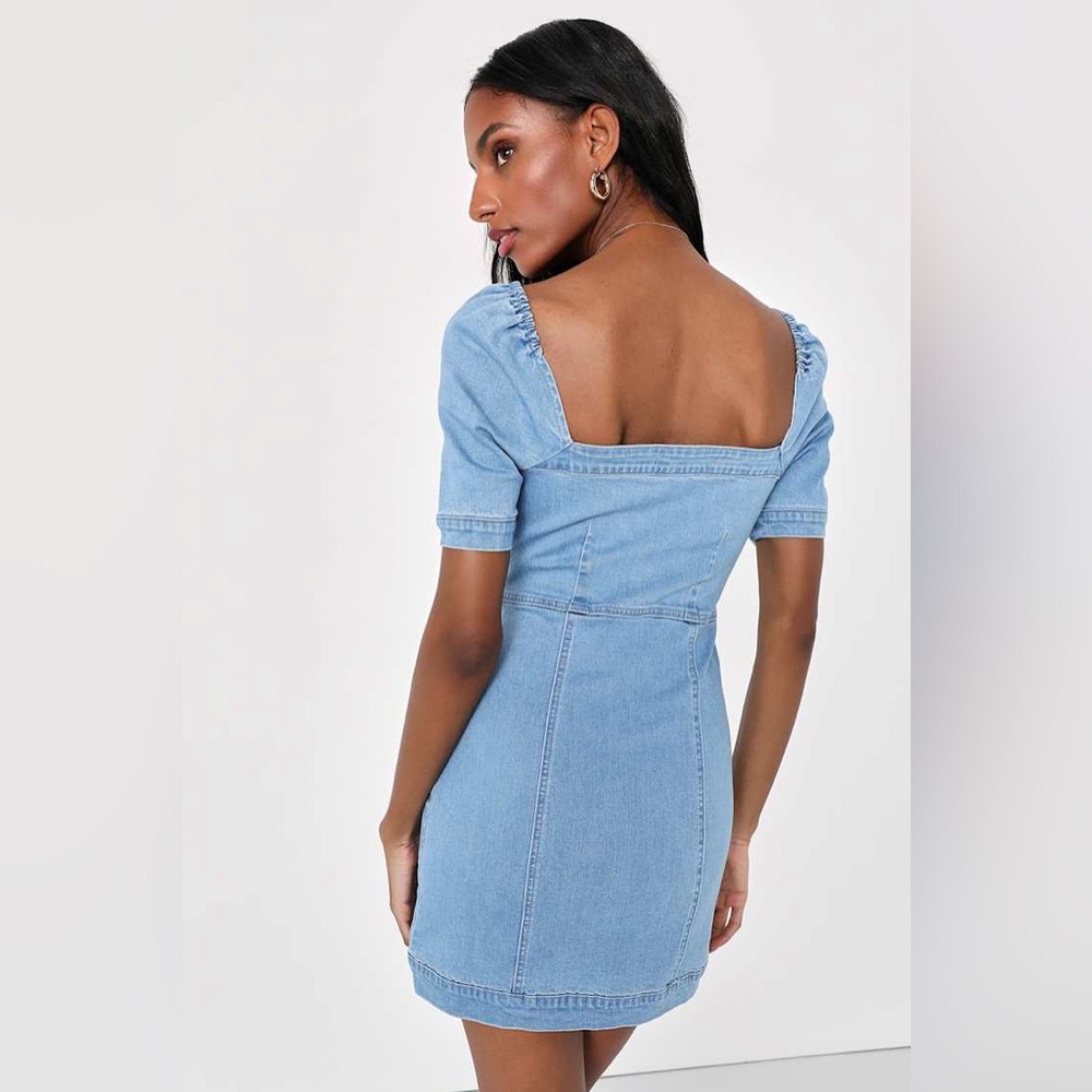 Lulus Trending Vibe Medium Wash Zip-Front Denim Dress - Picture 3 of 5